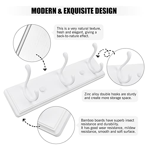 Heavy Duty Wooden Coat Rack, Wall-Mounted Organizer,14 Inch, White - view 3