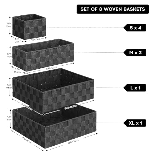 Woven Baskets, Storage Baskets for Organizing (Set of 8), Cube Baskets Bin Container Matching Storage Boxes Organizers for Pantry, Office, Shelves, Media-room - view 3