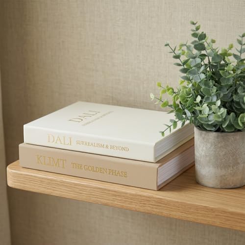 Linen Decorative Book Storage Boxes - Set of 2 Faux Books for Coffee Table Decor, Neutral Fake Book Props for Hiding TV Remotes & Entryway Styling (Khaki & Off-White) - view 7