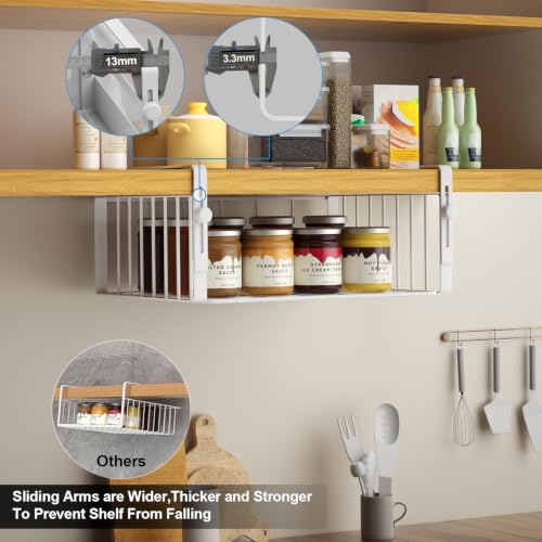 2Pack Under Shelf Basket Storage,Adjustable Hanging,White - view 4