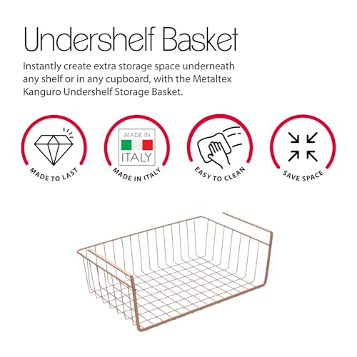 Metaltex Kanguro Undershelf Basket - Multipurpose, Space-saving Organiser for Home and Kitchen Essentials or Bathroom Products - Polytherm Copper, 40 x 26 x 14 Centimetres - view 3
