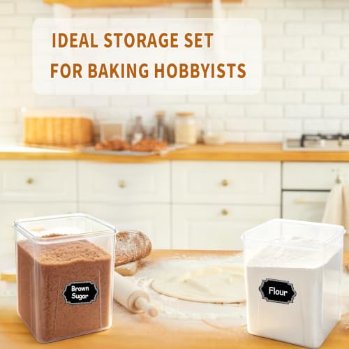 Flour Sugar Storage Containers, 10 Pack Large Airtight Food Storage Containers with Lids for Kitchen Pantry Organization and Storage, BPA Free Plastic Canisters Sets for Cereal, Rice and Baking - view 2