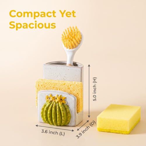 Cactus Ceramic Sponge Holder Kitchen Sink Caddy Brush Dishcloth Organizer - view 6