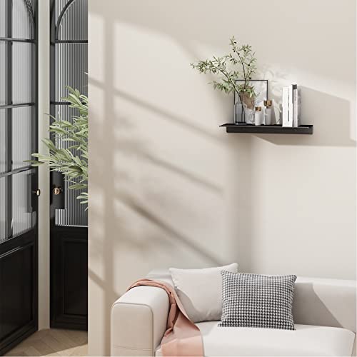 12 inch Metal Wall Shelf, Black Floating Shelf, Small Bathroom Shelf, Display Shelves for Wall Storage - view 2