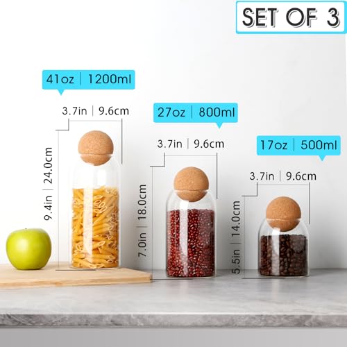 Glass Jar Set with Cork Lid 500ML 800ML 1200ML for Food Storage ﻿ - view 2