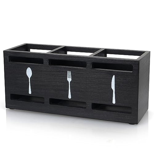 Wooden Silverware Caddy for Party Cutlery Utensil Holder Organizer Counter