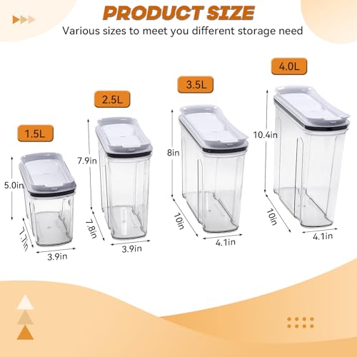 Cereal Containers Storage Set, Airtight Food Storage Container with Lid 4L/135.2oz, 2PCS BPA-FREE Plastic Pantry Organization Canisters for Rice Cereal Flour Sugar Dry Food in Kitchen - view 6