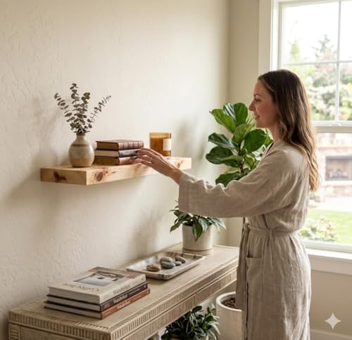 24 inch Wooden Floating Shelves for Wall - 24x8x2 in - view 4