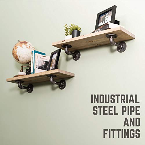 Industrial Pipe Shelf Brackets, 6 Inch, 4 Pack – Wall Mounted Double Flange Floating Shelf Hardware, Rustic Vintage-Style Shelving Support Set - view 4
