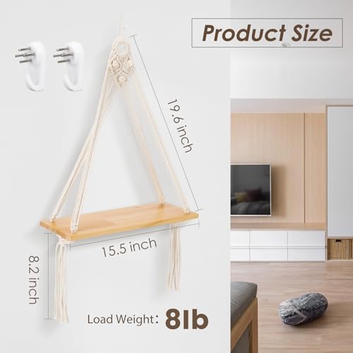 Macrame Wall Hanging Shelf Set of 2 - view 3