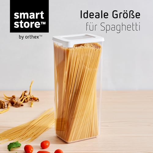 Clear Airtight Dry Food Containers with Lids | 2.25L Set of 4 | Organiser for pasta, spaghetti | BPA Free | Dishwasher Safe | Stacking Kitchen Storage | 12.5x9x28cm - view 4