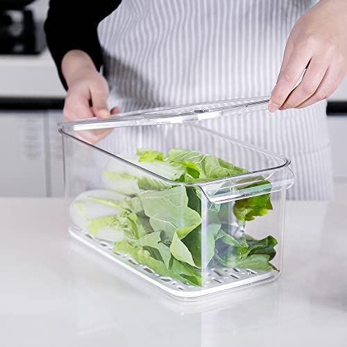 Produce Saver Containers for Refrigerator - Stackable Kitchen Organizer Keeper Bin, with Removable Drain Tray, Set of 6 - view 5