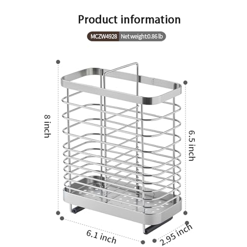 Kitchen Utensil Drying Rack, 18/8 Stainless Steel Chopsticks Spoon Fork Knife Basket Flatware Storage Drainer, Cutlery Holder for Kitchen Counter （6.1x2.95x6.5 inch） - view 2