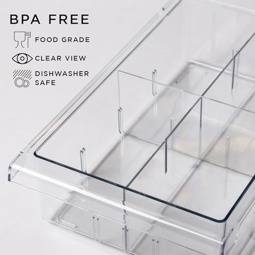 Pull-out Fridge Organizer | THE HANGER COLLECTION | Fridge Drawer Organizer with 2 Dividers | Clear Pantry Drawer Organizers | Shelf Holder Storage Drawers for Fruits, Veggies & Drinks - view 3