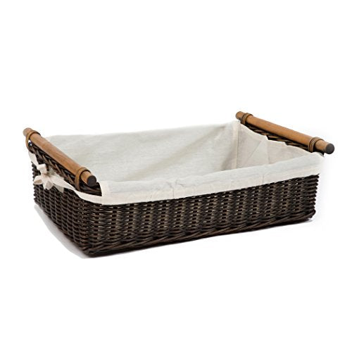 Low Pole Handle Wicker Storage Basket, XL, Walnut Brown - view 3