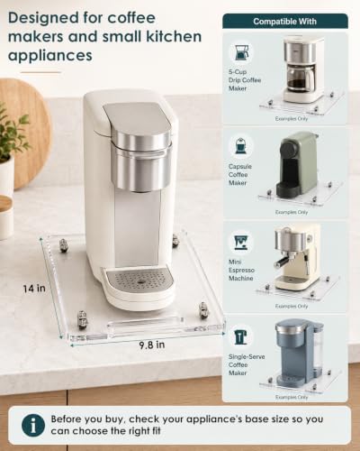 Appliance Slider – Sliding Tray for Coffee Maker, Clear Acrylic 9.8 * 14 In - view 4