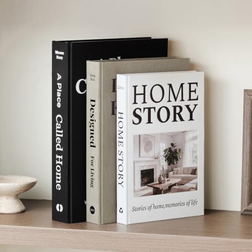 Aesthetic Decorative Books-Set of 3 Linen Fake/Faux Books for Modern Home Decoration on Coffee Table, Bookshelf or Mantel-Photo Storage Solution and as a Keepsake Box