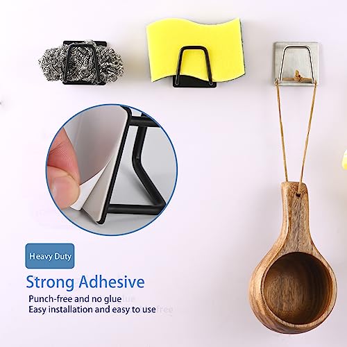 2-Pack Stainless Steel Sponge Holder for Kitchen Sink - Rustproof Brushed SUS304 Sponge Caddy Organizer, Wall/Surface Mount, Drainage Design, Clutter-Free Storage - view 3