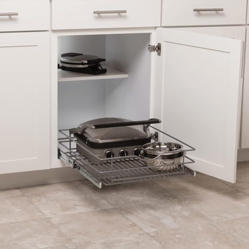RS-MUB-17-FN 5 in. H x 18 in. W x 20 in. D Multi-Use Basket Silver Pull Out Cabinet Organizer, Frosted Nickel - view 4