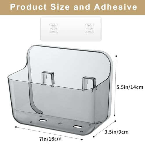 2 Pack Adhesive Cabinet Door Organizer, Compact Kitchen Under Sink Organizer, Lid Storage Container for Pantry Shelves, No-drill Wall Mounted Bathroom Shower Caddy Hanging Closet Organizer(Smoke Gray) - view 6