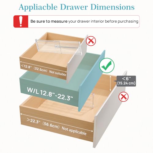 6" Tall Upgrade Drawer Dividers, 12.8"-22.3" Expandable, 8 Pack - view 3