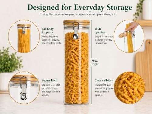 68 oz Tall Glass Spaghetti Jar with Airtight Clamp Lid - view 5