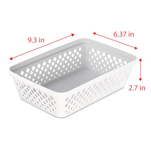 Plastic Storage Basket Set - Multipurpose Drawer Trays, Kitchen Pantry Containers, and Bathroom Bins - 6 Pack Medium Organizers, White - view 6