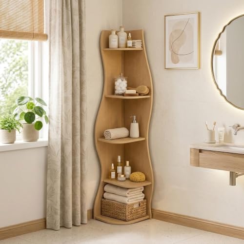 5-Tier S-Shaped Corner Shelf, Freestanding Curved Display Rack - view 5