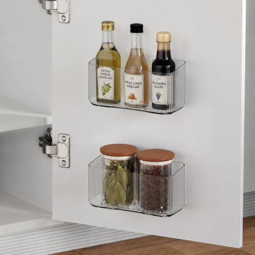4 Pack Over Cabinet Organizer Storage Lid Organizer Caddy Space Saver No Drilling Adhesive Hook Over Door Organizer, Transparent - view 3
