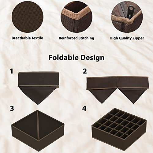 4-Pack Drawer Organizer Set for Underwear/Socks/Bra, Brown - view 5