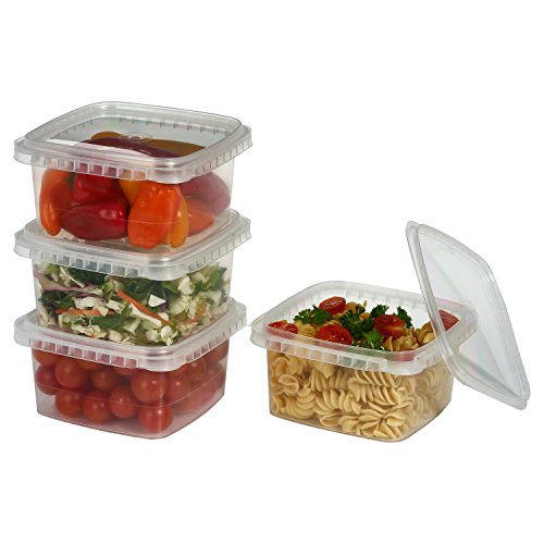 32 oz. Square Clear Deli Food Storage Containers With Lids Airtight Tamper evident system easy stackable saver shape Restaurant Take Out/Freezer microwave and dishwasher safe - 25 sets - view 2