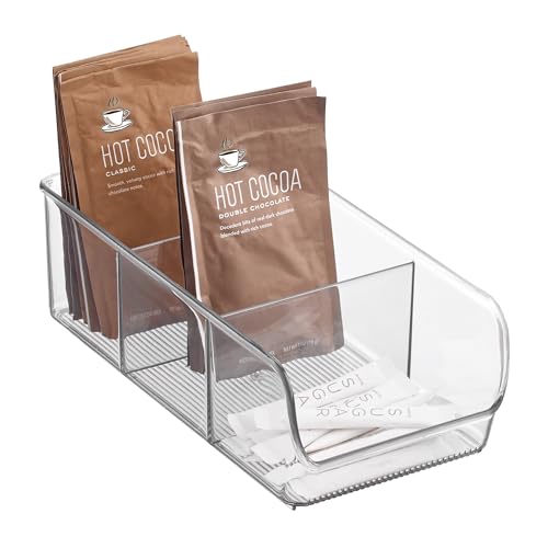 Stackable 3-Section Divided Storage Bin, Clear