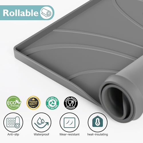 Under Sink Mat 31" x 22", Silicone Under Sink Liner for Kitchen and Bathroom, Waterproof Cabinet Protector Drip Tray, Protects Cabinets from Leaks and Spills - view 3