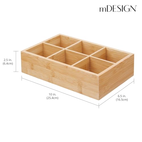 Bamboo Tea & Food Storage Organizer Container Box - Wooden Holder Case for Tea Bags, Coffee, Snacks, Sugar, Sweeteners, and Small Packets - Echo Collection - Natural Wood - view 3