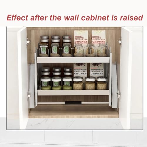 Cabinet Pull Down 2 Tier Pull Out Cabinet Organizer Pull-Down Shelves Blind Pull-Out Cutlery and Spice Rack System for Kitchen Bathroom Cabinets Load Bearing 20Kg,One Color,564x280x520mm - view 4