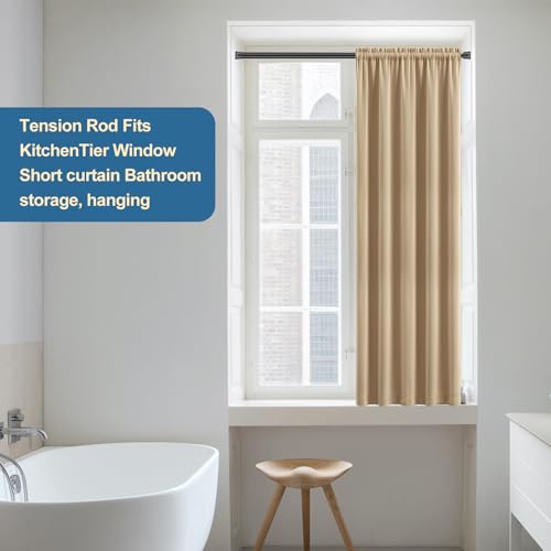 Cupboard Bars Spring Tension Rod, Adjustable 12-20 Inches, No Drilling Small Tension Shower Curtain Rod Ideal for Small Windows, Lockers, Kitchen，Wardrobes,2PC-13TD12-20BLKx2 - view 7