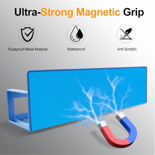 Magnetic Spice Rack for Refrigerator, 4 Pack Metal Magnetic Shelf Organizer for Fridge Side, Strong Spice Storage Rack for Kitchen, Dark Blue - view 3