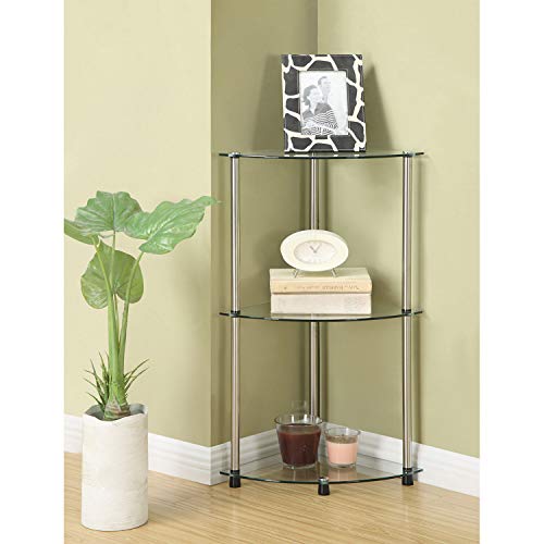 Designs2Go 3-Tier Corner Shelf, Glass/Chrome - view 2
