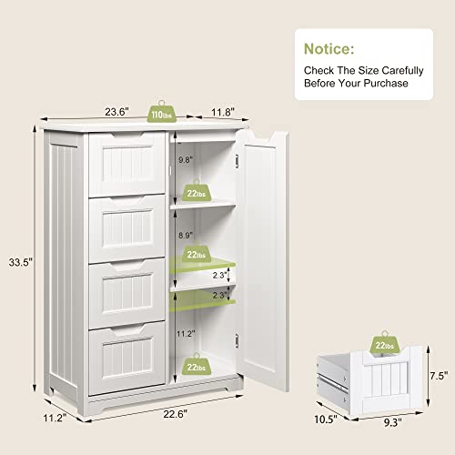 Small Coffee Bar Cabinet with 4 Drawers and Door, White - view 2