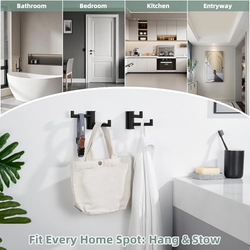Matte Black Double Swivel Towel Hooks, 2 Pack, 304 Stainless Steel - view 3