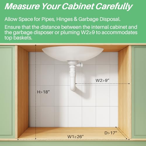 Under Sink Organizer, 2-Pack Pull Out Cabinet Organizer 2 Tier Metal Slide Out Storage Shelf Rack, L-Shaped Adjustable Height,Mesh Sliding Drawer for Kitchen, Bathroom, Laundry, Pantry, White, XL - view 2