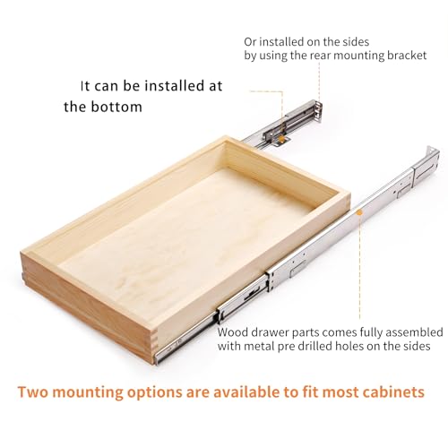 29”W x 21”D x 3”H Soft Close Slide Out Wood Drawer Organizer for Kitchen, (Cabinet Opening>29.5 inches for Bottom Assembly, Width= 29 inches for Side Assembly) - view 5