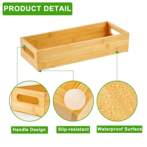Toilet Tray for Bathroom, Bamboo Toilets Paper Storage with Handles, Toilet Paper Tray Holder Organizer Basket for Top Tank/Kitchen Counter Natural,14.9x5.9 Inch - view 5