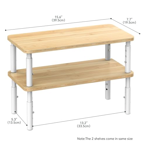 Bamboo Cabinet Organizer Shelf 2 Pack, Height Adjustable - view 7