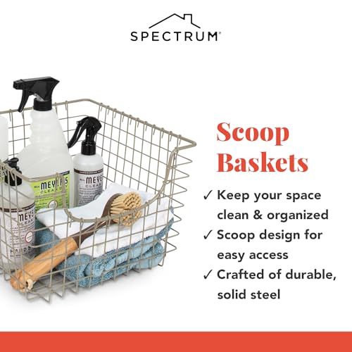 Diversified 98977 Scoop Wire Basket, Vintage-Inspired Steel Storage Solution for Kitchen, Pantry, Closet, Bathroom, Craft Room & Garage, Single, Satin Nickel (Pack of 4) - view 5