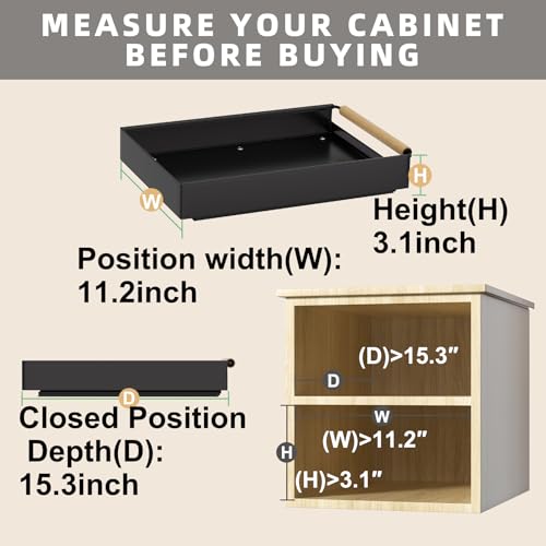 Pull Out Cabinet Organizer, 15.3'' Deep Expandable Slide Out Cabinet Organizer Fixed with Adhesive Nano Film, No Drill Slide Out Drawers Pull Out Tray for Cabinet in Kitchen, Pantry, Bathroom, Black - view 2