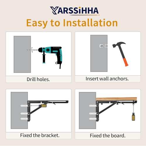 Folding Shelf Brackets, 12 Inch, 2 Pack, Black - view 6