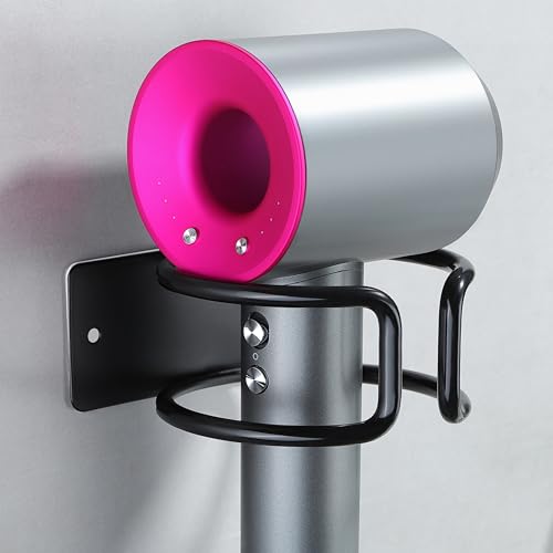 Universal Hair Dryer Holder, Wall Mounted Adhesive Rack, Black