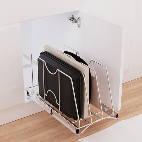 Pull Out Cookie Sheet Organizer, 11" W x 22" D x 11.8" H, Chrome - view 6