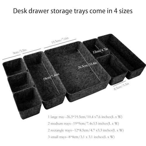 Desk Drawer Organizer Tray, 11pcs Felt Storage Bins Accessories Drawer Inserts Box Containers - view 5